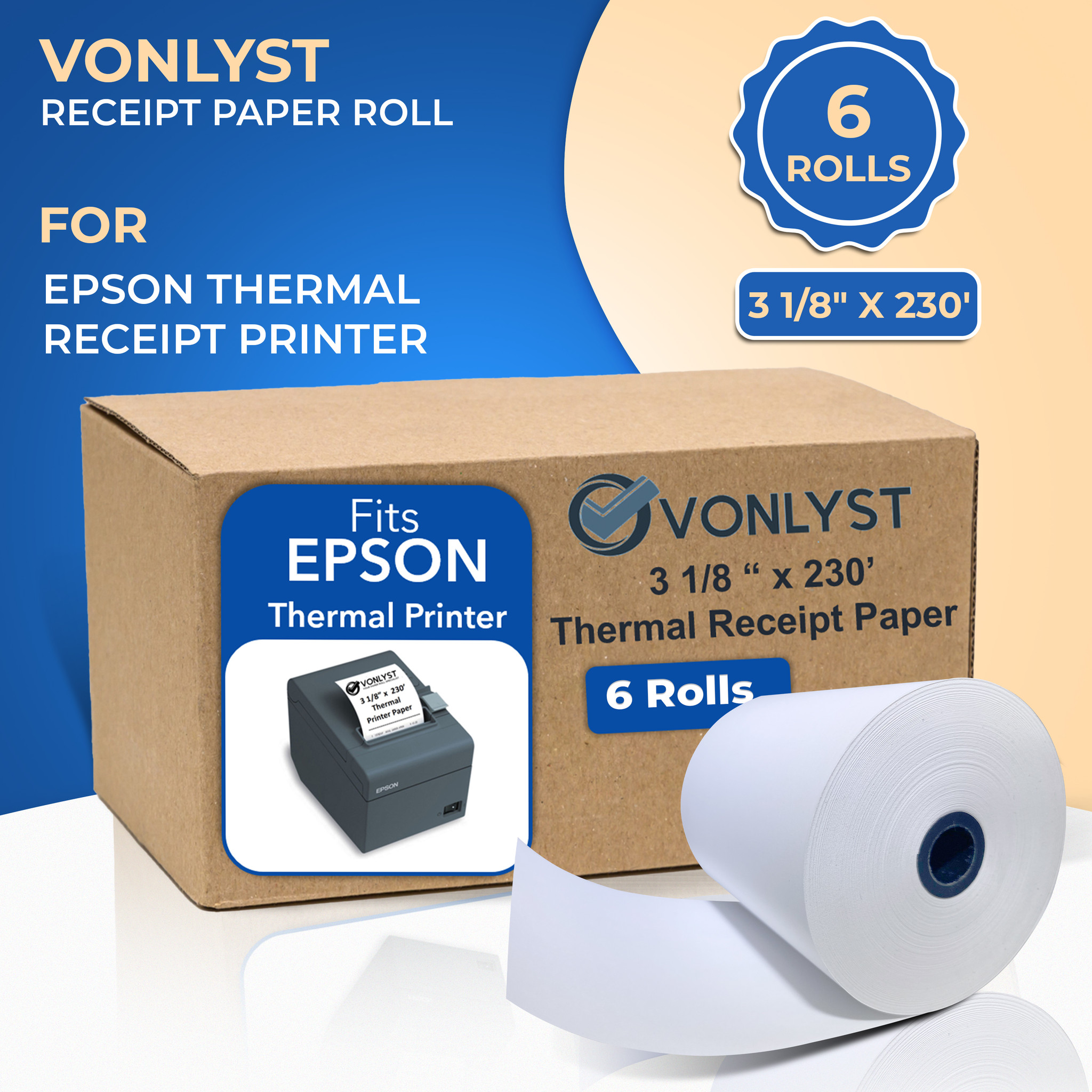 Epson Thermal Receipt Paper Roll 3 1/8 x 230' - Box with 06 - Vonlyst